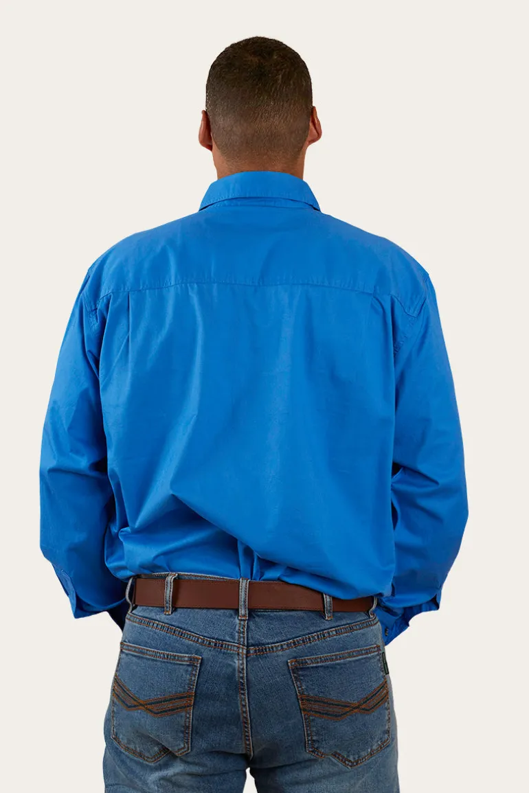 King River Mens Half Button Work Shirt - Blue