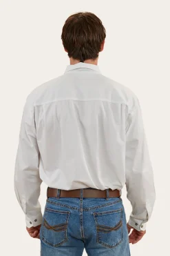 King River Mens Half Button Work Shirt - White