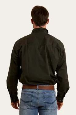 King River Mens Half Button Work Shirt - Charcoal