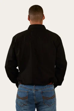 King River Mens Half Button Work Shirt - Black