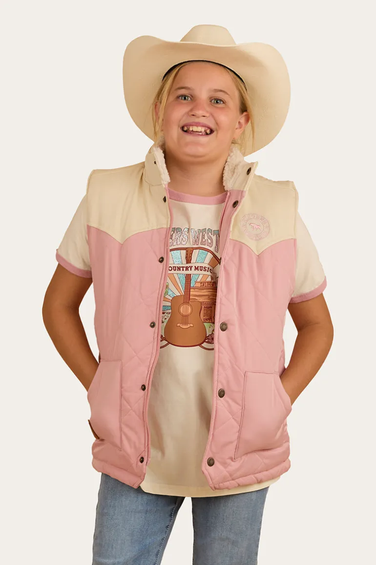 Kynuna Kids Puffer Vest - Pink / Off White