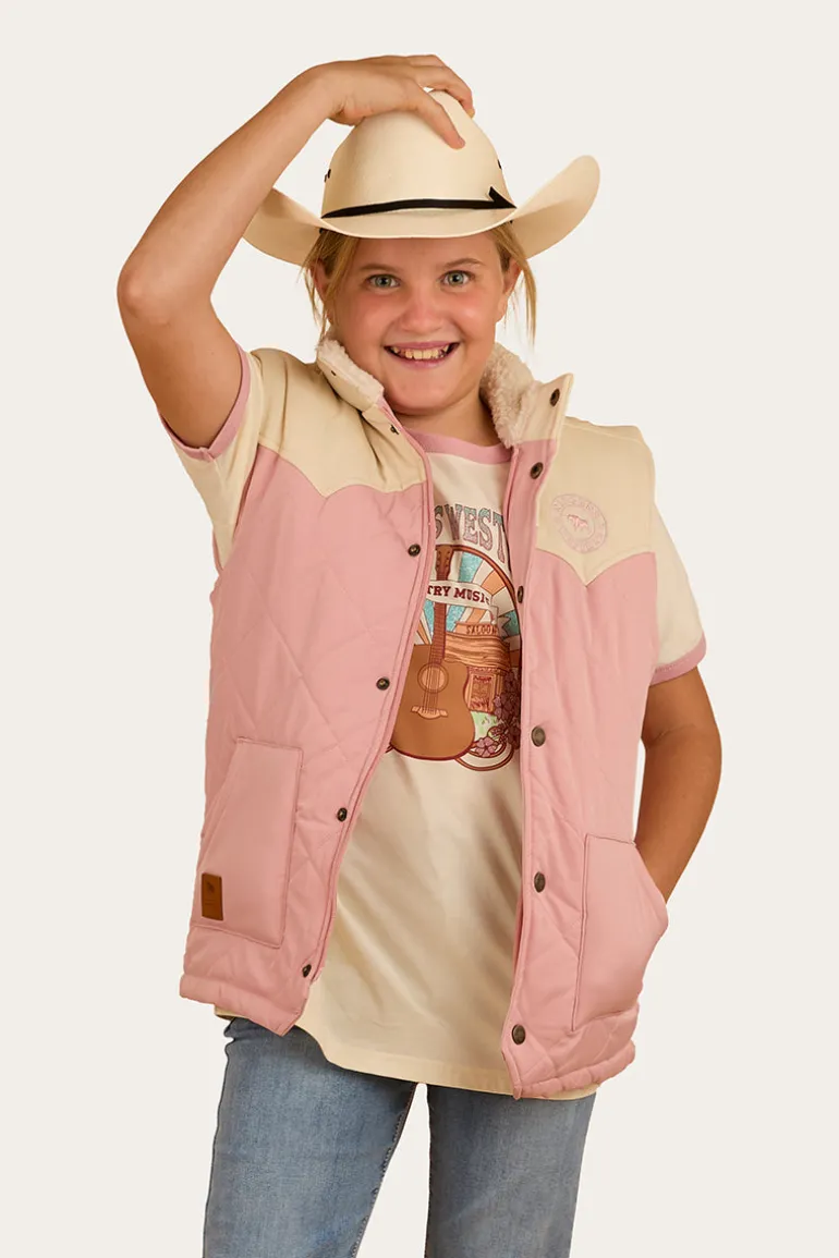 Kynuna Kids Puffer Vest - Pink / Off White