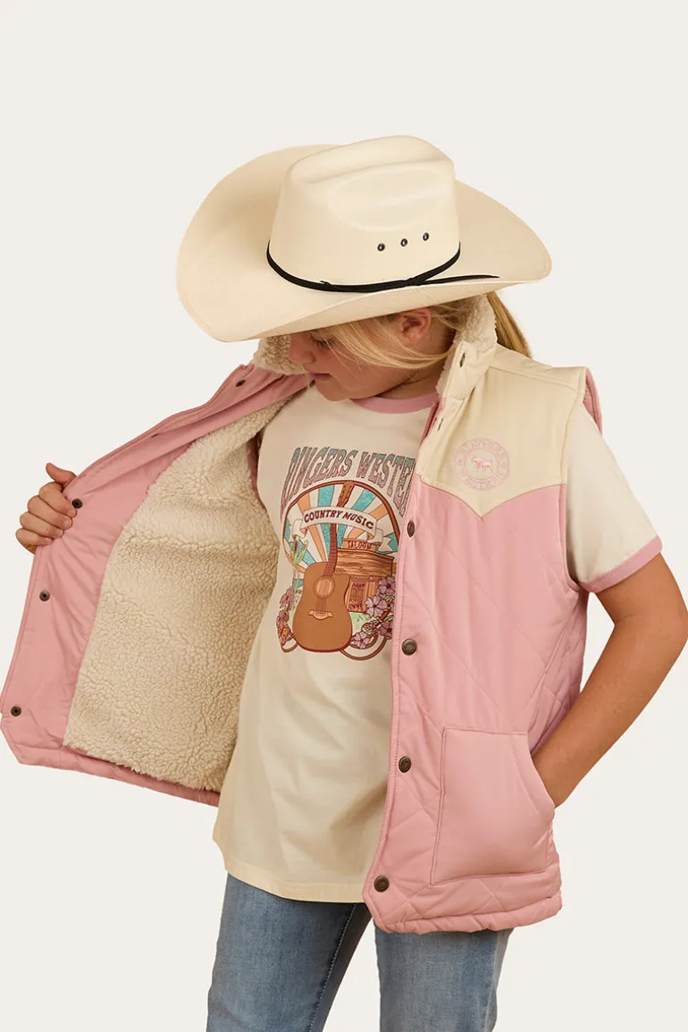 Kynuna Kids Puffer Vest - Pink / Off White