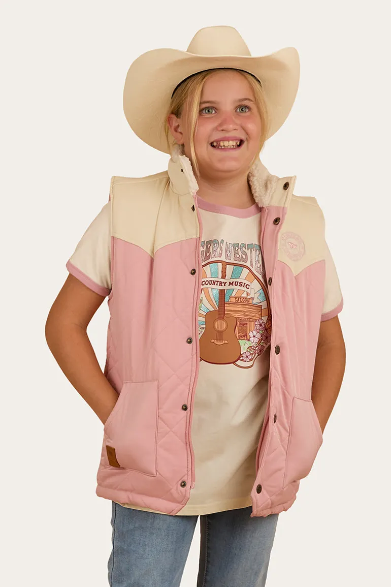 Kynuna Kids Puffer Vest - Pink / Off White
