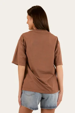 Lady Luck Womens Oversized T-Shirt - Washed Saddle Brown