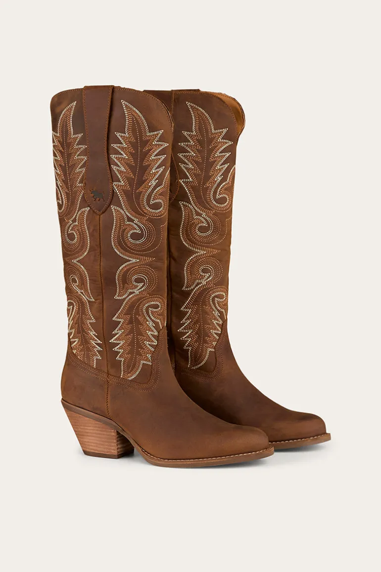 Lainey Womens Tall Western Boot - Brown