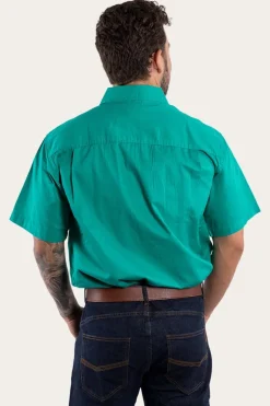 Lake Argyle Mens Short Sleeve Full Button Work Shirt - Green