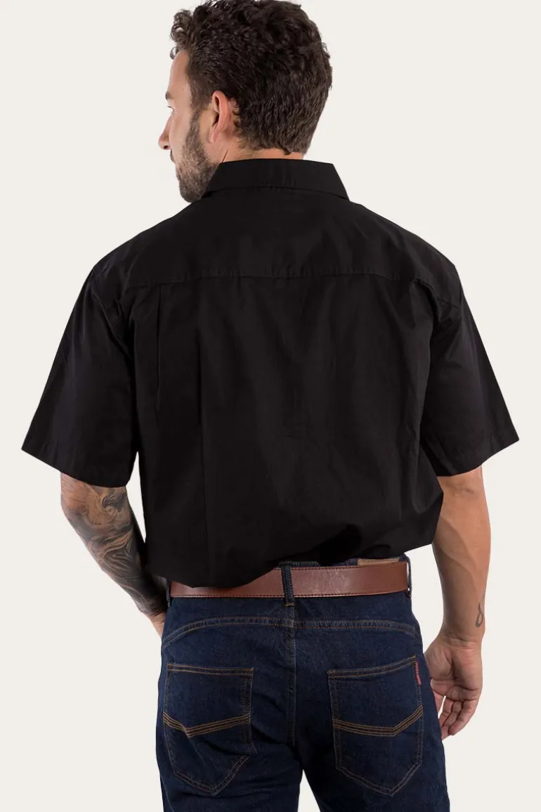 Lake Argyle Mens Short Sleeve Full Button Work Shirt - Black