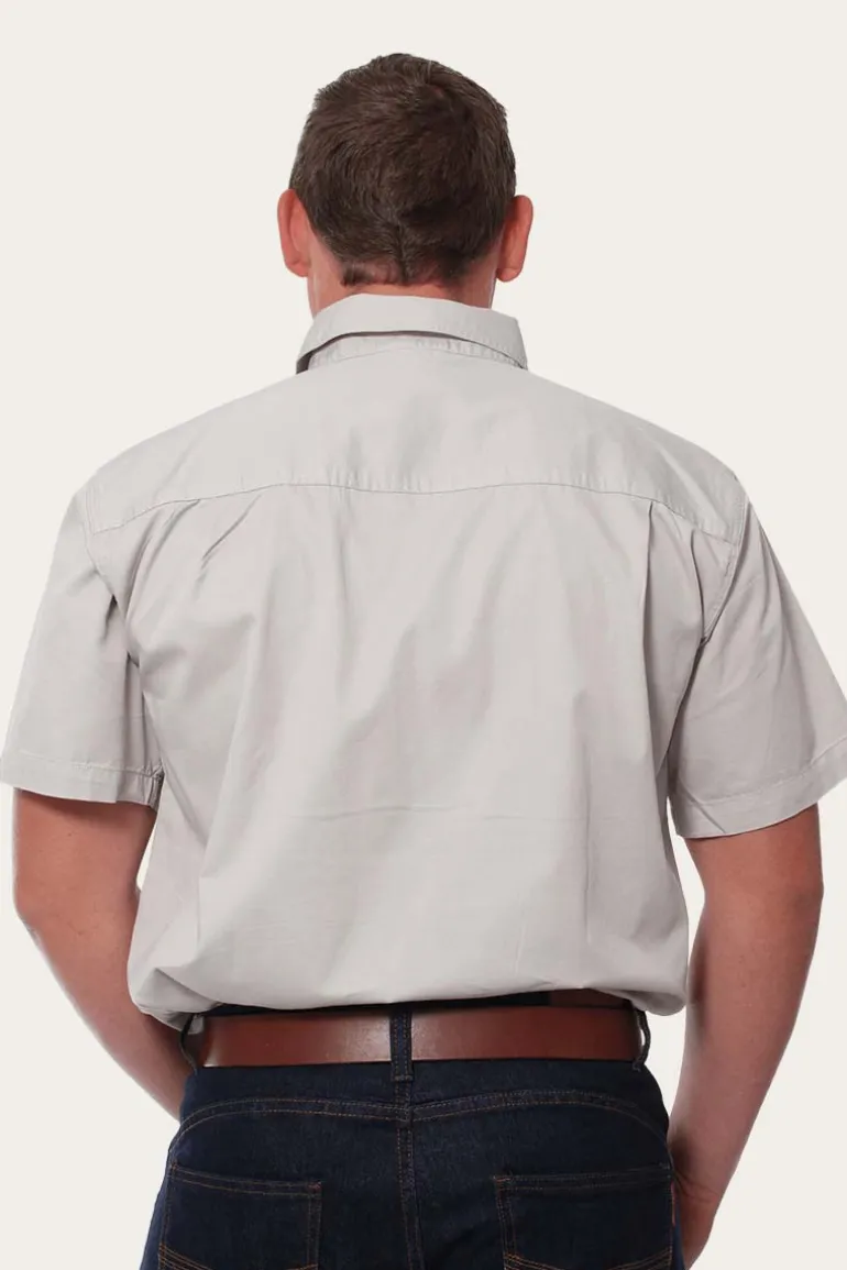 Lake Argyle Mens Short Sleeve Full Button Work Shirt - Beige