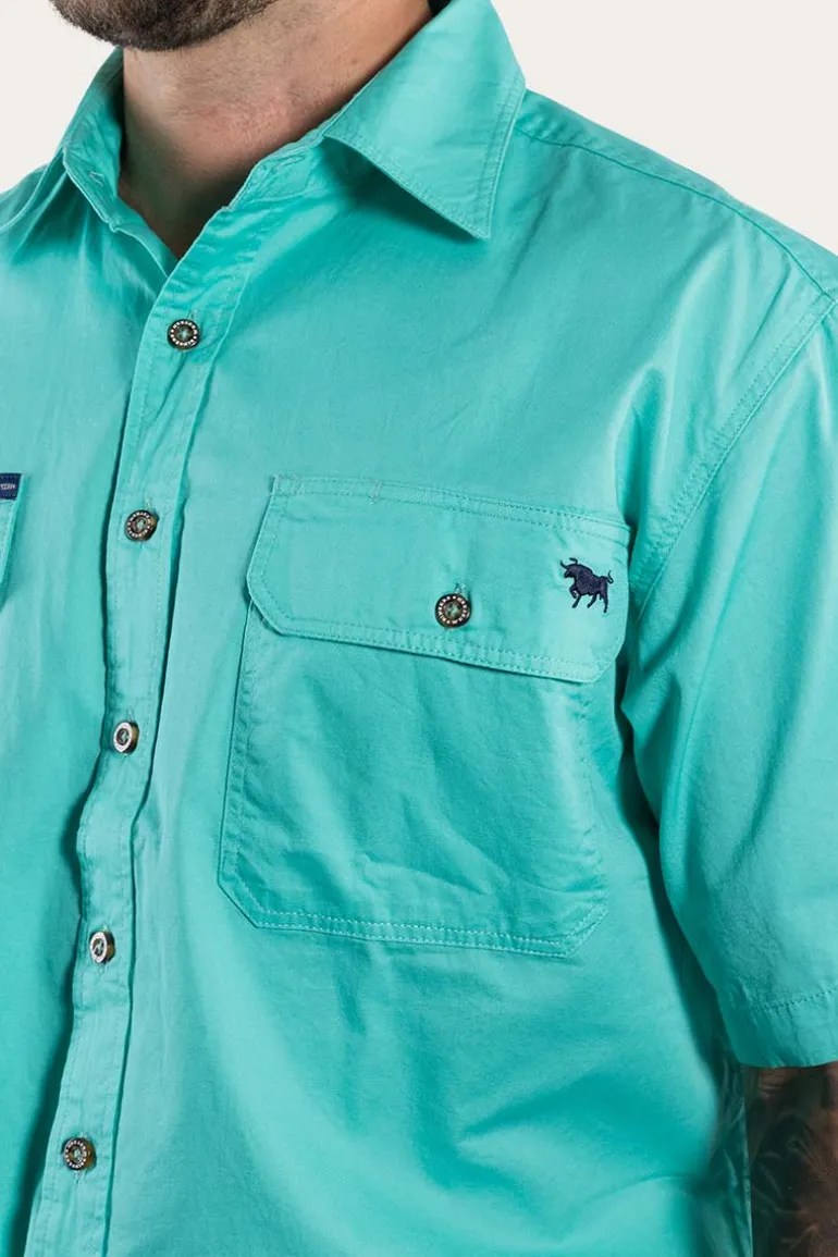 Lake Argyle Mens Short Sleeve Full Button Work Shirt - Mint