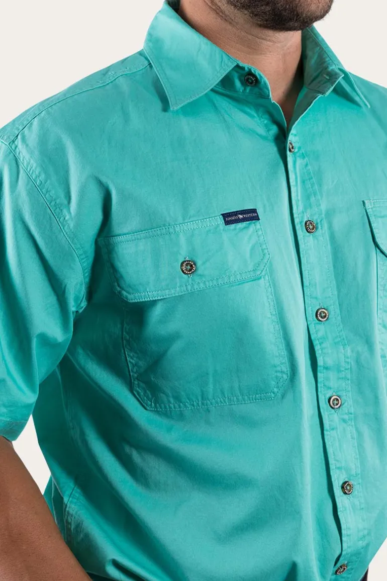 Lake Argyle Mens Short Sleeve Full Button Work Shirt - Mint