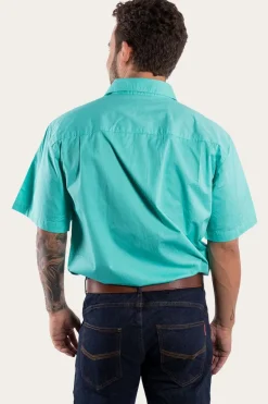 Lake Argyle Mens Short Sleeve Full Button Work Shirt - Mint