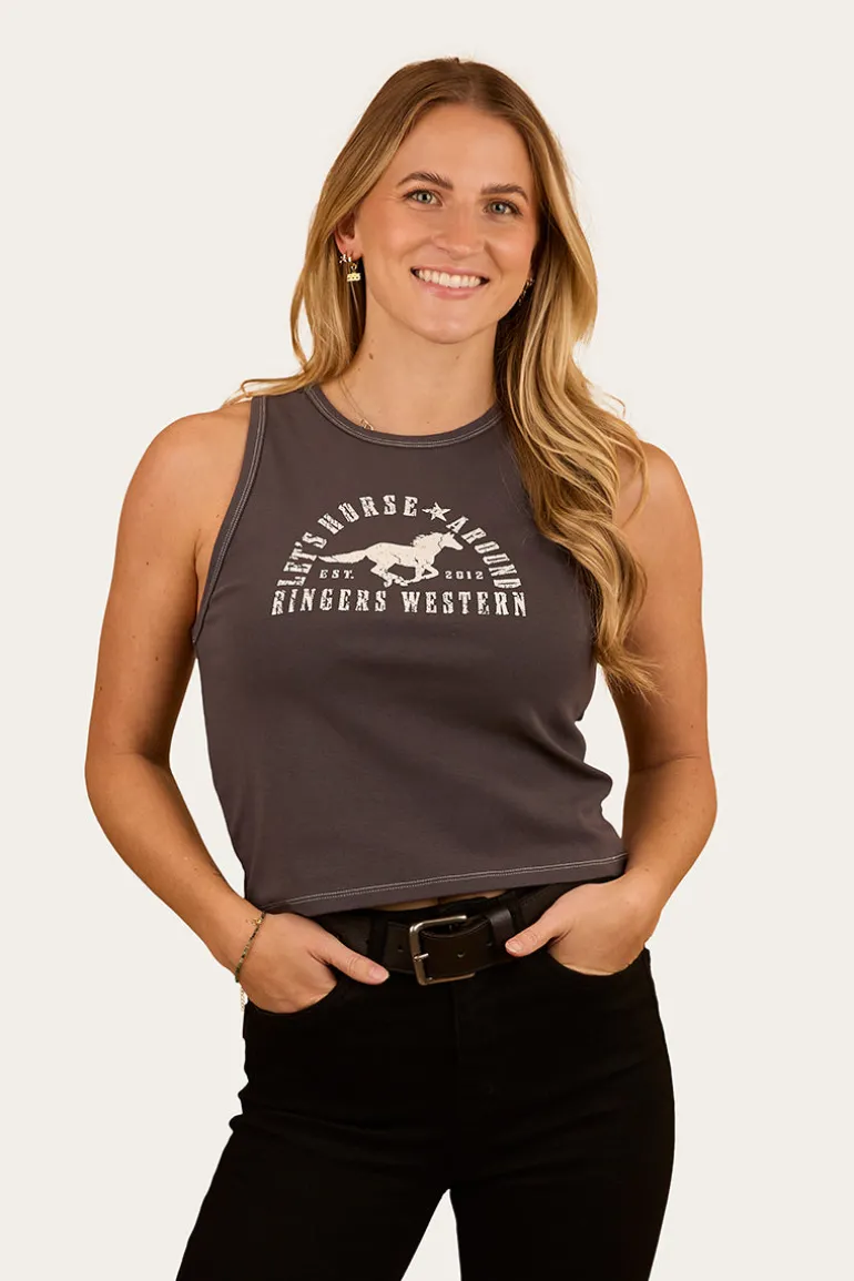 Lets Horse Around Rib Tank - Washed Black