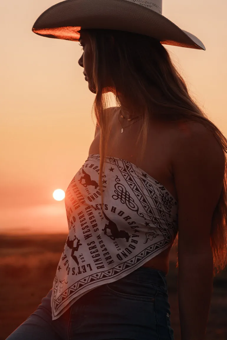 Lets Horse Around Scarf Top - Off White