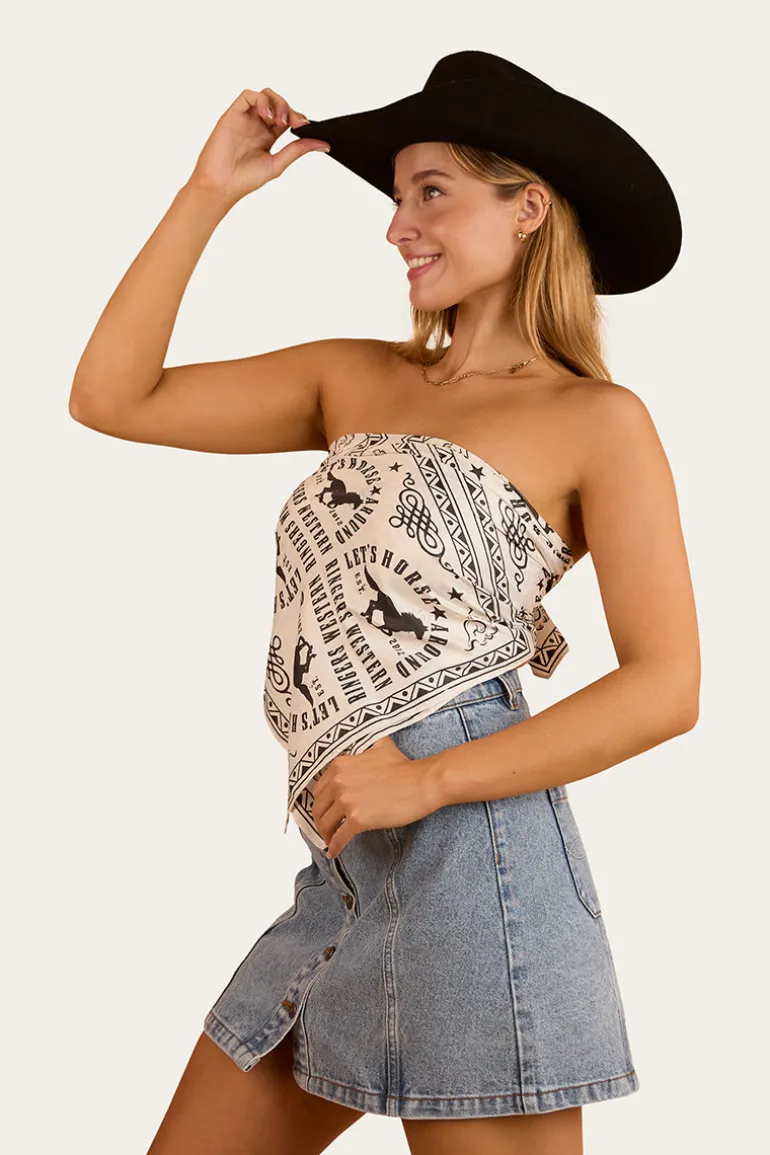 Lets Horse Around Scarf Top - Off White