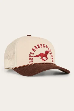 Lets Horse Around Trucker Cap - Off White / Chocolate