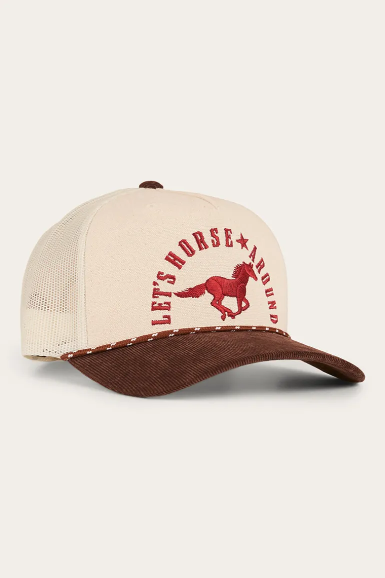 Lets Horse Around Trucker Cap - Off White / Chocolate