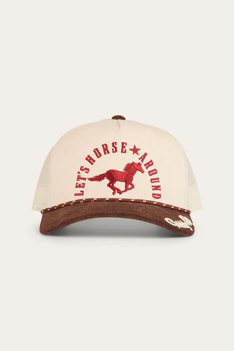 Lets Horse Around Trucker Cap - Off White / Chocolate