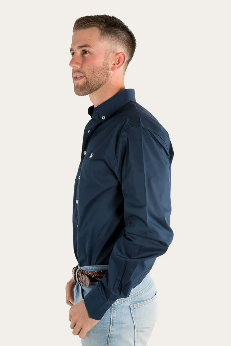 Longreach Mens Plain Dress Shirt - Navy
