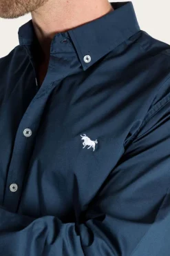Longreach Mens Plain Dress Shirt - Navy