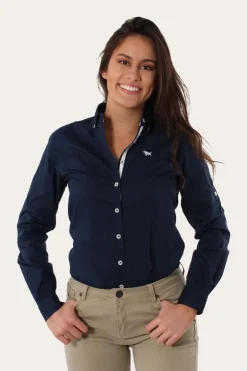 Longreach Womens Plain Dress Shirt - Navy