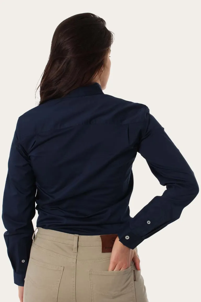 Longreach Womens Plain Dress Shirt - Navy