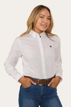 Longreach Womens Plain Dress Shirt - White