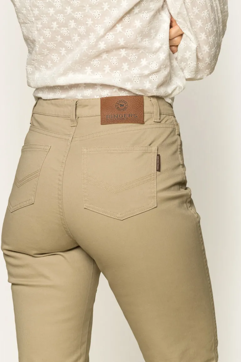 MacKenzie Womens 5 Pocket Stretch Drill Jeans - Khaki