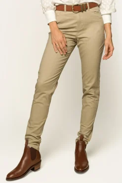 MacKenzie Womens 5 Pocket Stretch Drill Jeans - Khaki