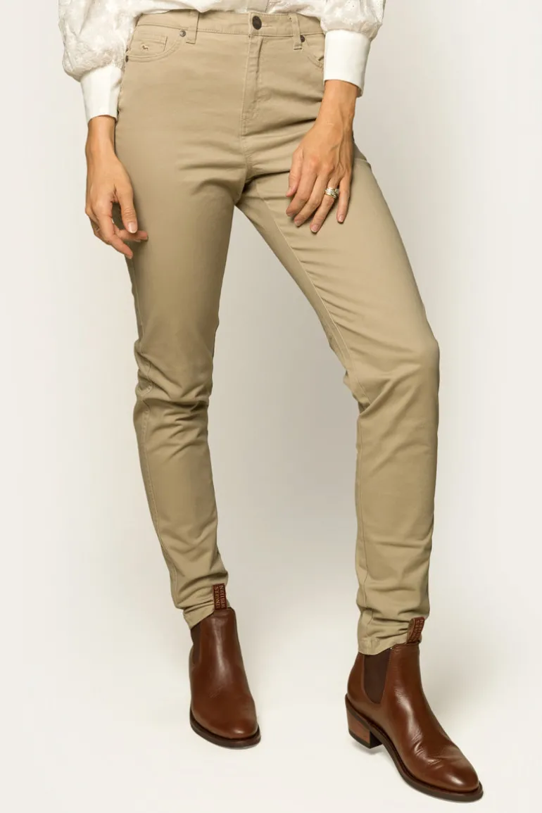 MacKenzie Womens 5 Pocket Stretch Drill Jeans - Khaki