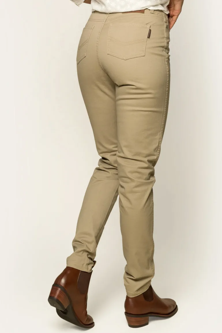 MacKenzie Womens 5 Pocket Stretch Drill Jeans - Khaki