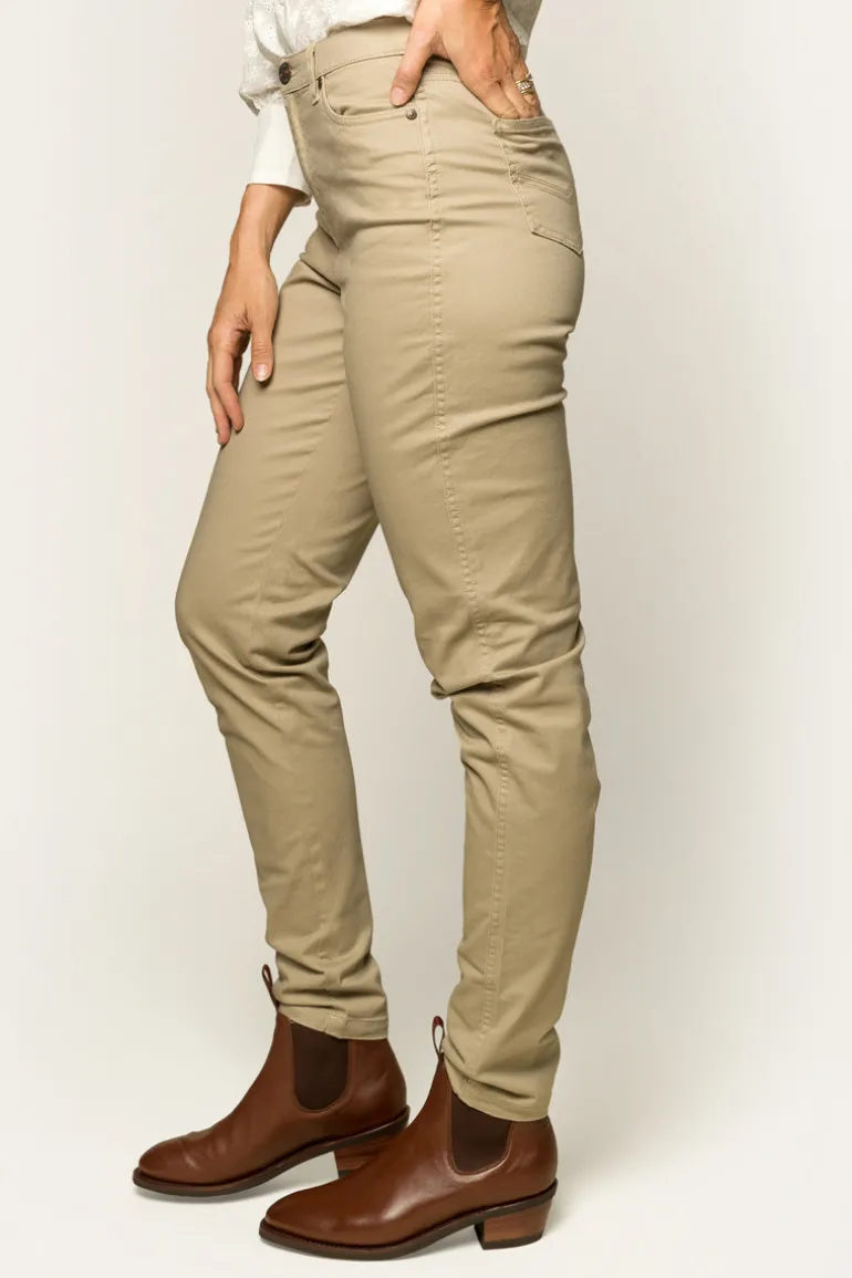 MacKenzie Womens 5 Pocket Stretch Drill Jeans - Khaki