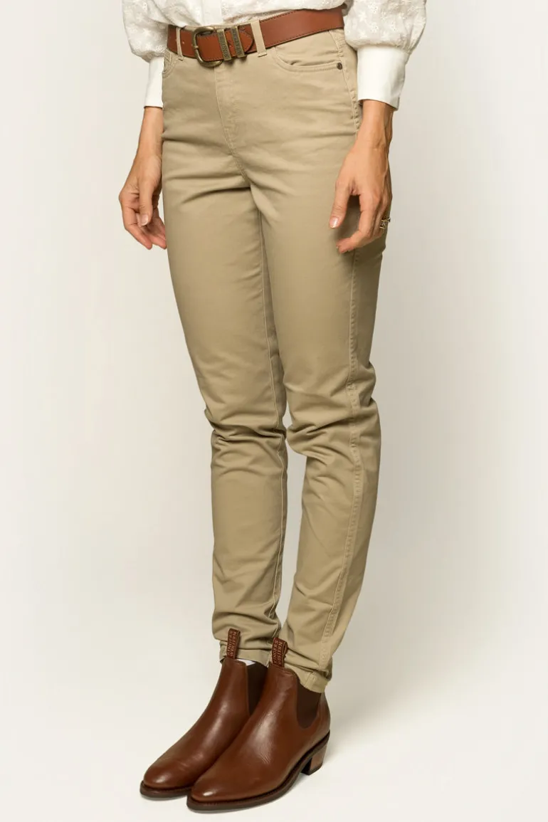 MacKenzie Womens 5 Pocket Stretch Drill Jeans - Khaki