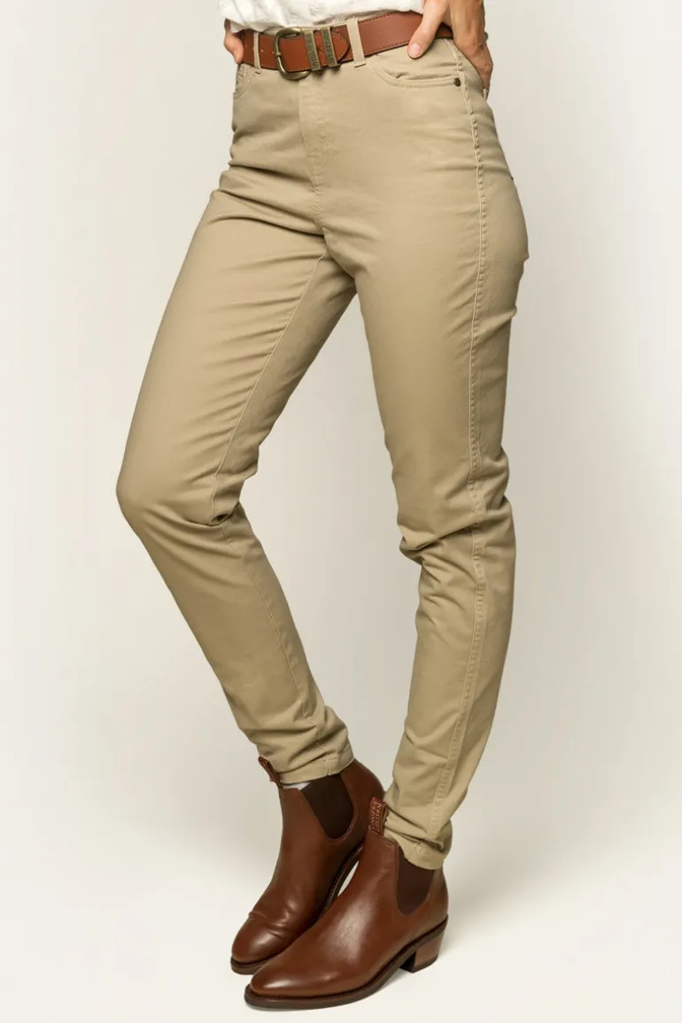 MacKenzie Womens 5 Pocket Stretch Drill Jeans - Khaki