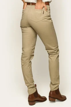 MacKenzie Womens 5 Pocket Stretch Drill Jeans - Khaki