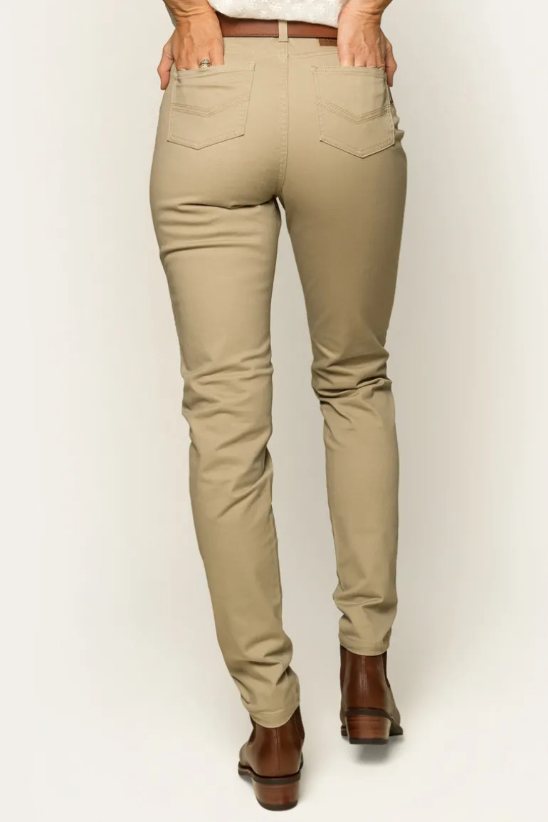 MacKenzie Womens 5 Pocket Stretch Drill Jeans - Khaki