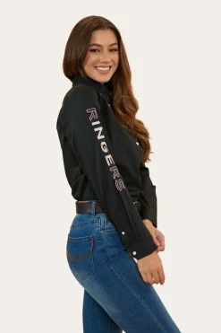 Malaya Womens Dress Shirt - Black / Pink Camo