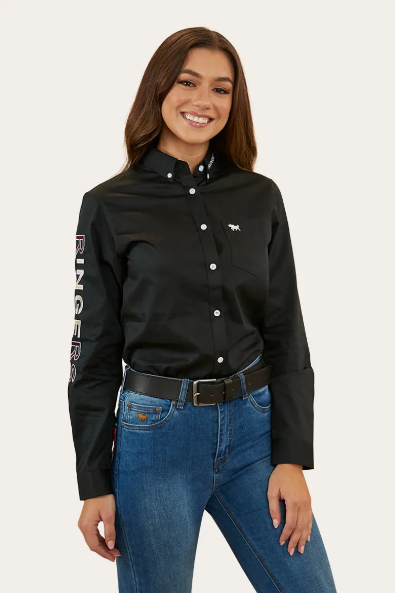 Malaya Womens Dress Shirt - Black / Pink Camo