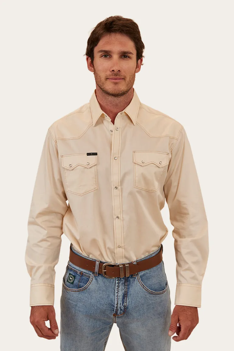 Mapleton Mens Western Shirt - Off White