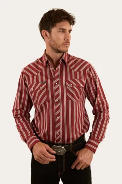 Mapleton Mens Western Shirt Stripe - Cedar