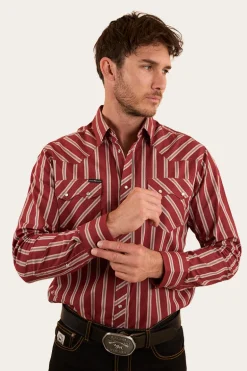 Mapleton Mens Western Shirt Stripe - Cedar