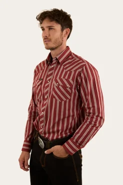 Mapleton Mens Western Shirt Stripe - Cedar