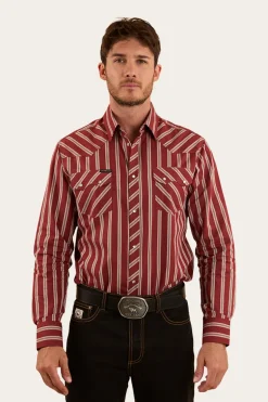 Mapleton Mens Western Shirt Stripe - Cedar