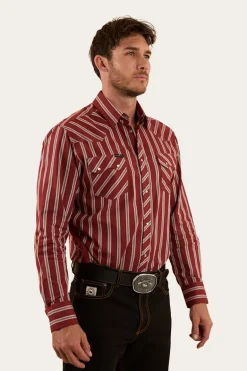 Mapleton Mens Western Shirt Stripe - Cedar