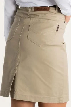 Maree Womens 5 Pockets Stretch Drill Skirt - Khaki