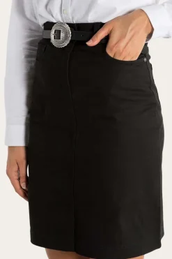 Maree Womens 5 Pockets Stretch Drill Skirt - Black