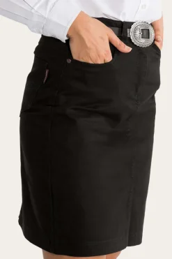 Maree Womens 5 Pockets Stretch Drill Skirt - Black