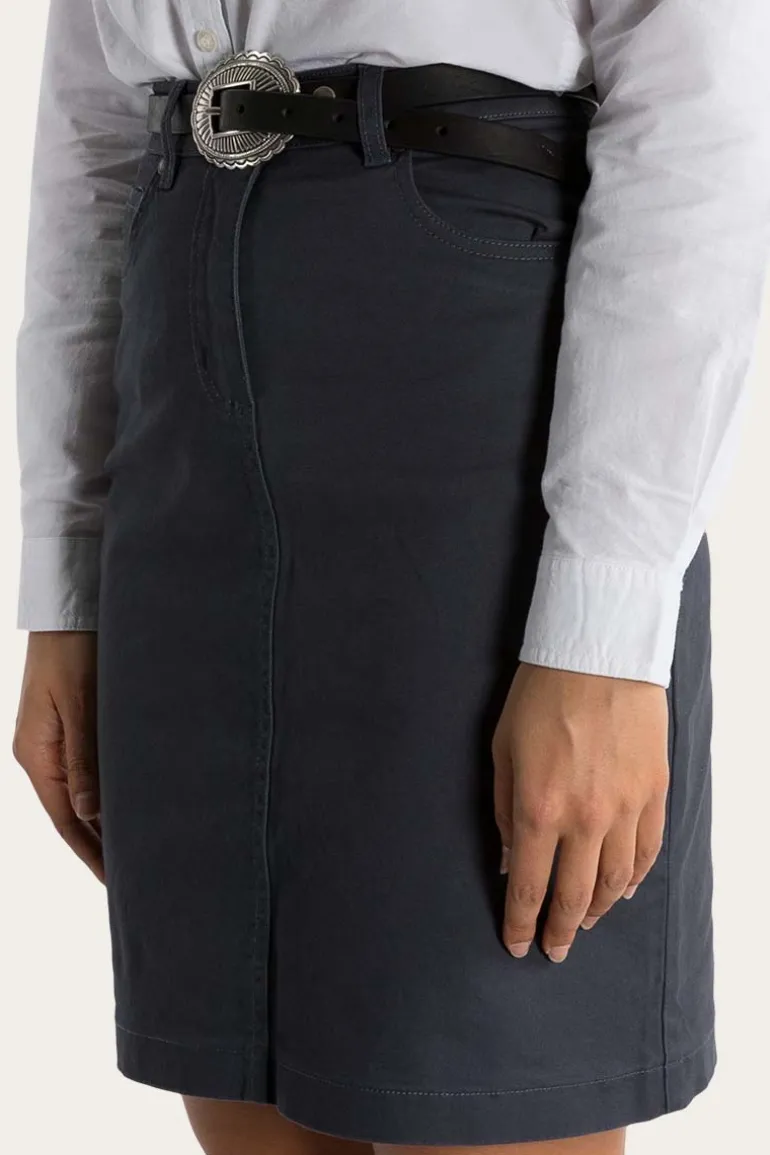 Maree Womens 5 Pockets Stretch Drill Skirt - Steel Blue