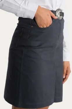 Maree Womens 5 Pockets Stretch Drill Skirt - Steel Blue