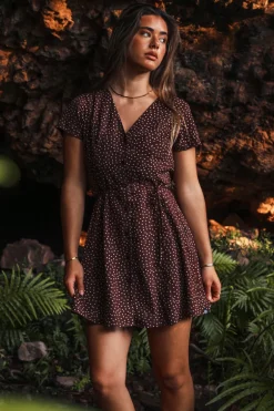 Marrabel Womens Mini Dress -Chocolate / White